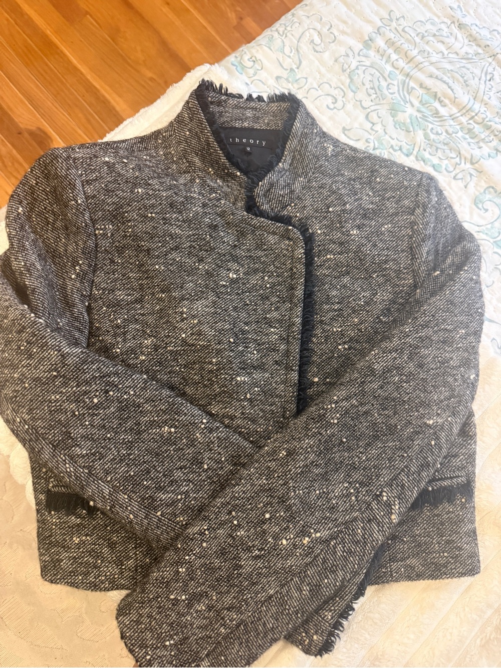Theory Women's Speckled Black & White Tweed Shirt Jacket